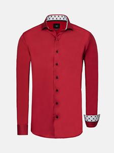 WAM Denim Lance Solid Red Overhemd Lange Mouw-
