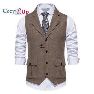 Cozy Up Heren Britse Visgraat Tweed Vest Premium Wollen Gilet