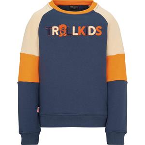 TROLLKIDS Kinder Sweatshirt TROLLFJORD, Organic Cotton blau/orange 