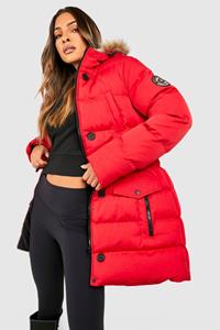 Boohoo Luxe Berg Parka Jas, Rood