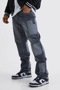 Boohoo Onbewerkte Baggy Jeans Met Patches, Light Grey