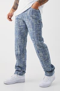 Boohoo Onbewerkte Baggy Versleten Jeans, Mid Blue