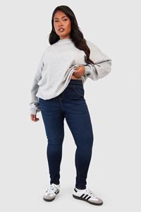 Boohoo Plus Vormende Denim Jeggings Met Hoge Taille, Indigo