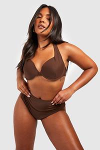 Boohoo Plus Curve Enhance Smoothing Bikini Met Beugel, Chocolate