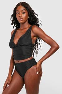 Boohoo Corrigerende Tankini Bikini Set Met Laag Decolleté, Black