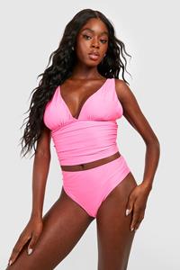 Boohoo Corrigerende Tankini Bikini Set Met Laag Decolleté, Pink