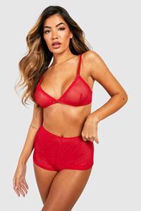Boohoo Sparkle Hot Pant And Bralet Lingerie Set, Red