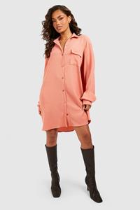 Boohoo Mini Blouse Jurk Met Textuur, Camel