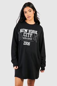 Boohoo Zwangerschap New York Sweatshirt Jurk Met Print, Black