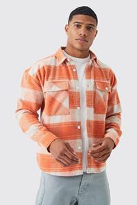 Boohoo Geruit Boxy Overhemd Met Lange Mouwen, Orange