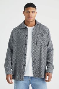 Boohoo Textured Wool Look Patterned Overshirt, Grey
