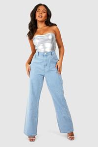 Boohoo Plus Embellished Straight Leg Jean, Vintage Wash