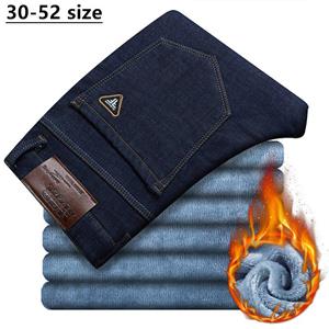 YL Mall KEEP-44 Plus Size Heren Winter Warme Jeans Business Casual Rechte Losse Broek Mannelijk Merk Broek