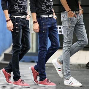 Newdvs Heren Jeans Eenvoudige Slanke Koreaanse Versie Van De Elastische Voeten Broek Jeugd Mode Denim