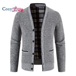 Cozy Up Heren warme trui met lange mouwen Vest Jas Herfst en Winter Middelbare leeftijd en ouderen Losse casual bottoming shirt