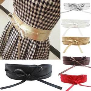 Clothes Romantic Womens Faux Leather Wide Self Tie Wrap Around Obi Waist Band Boho Dress Belt