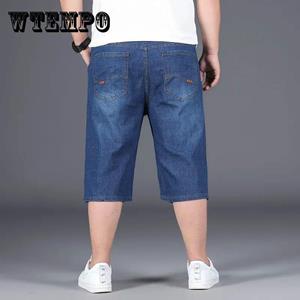 WTEMPO Zomer Loose Thin Denim Shorts Heren 5-punts broek Stretch Casual Broek Plus Fat Large Size Eenvoudige Jeans
