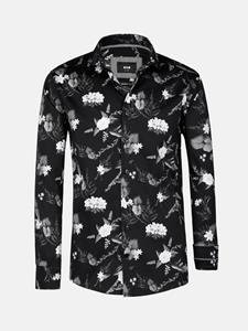 WAM Denim Astoria Floral Black Overhemd Lange Mouw-