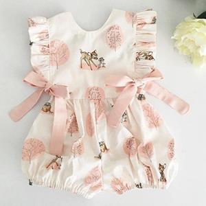 Little Fashionistas Baby Girl zomer kleding schattige Herten bloem katoen zachte Romper Jumpsuit voor pasgeboren baby kleding