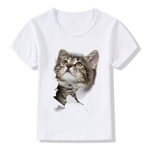 CHIC STUDIO Tops kinderen T-shirt kinderen schattige peep kat hoofd grappige T-shirts kawaii