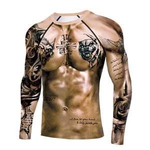 Mens Style Mens Compressie Shirts Long Sleeve Muscle Tattoo Sportswear Rashguard Fitness Gym Tops Tees