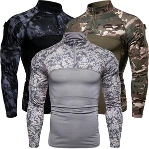 LissCocoA Mens Camouflage lange mouwen standaard hals T-shirts