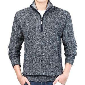 Western Cool Men Winter Herfst Plus Size Casual Mannen Lange Mouw Dikke Pullover Trui Halve Rits Warme Gebreide Jas