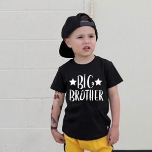 Jiangkao Leuke Kids Boys Big Brother T-shirt Baby Zomer Casual Grijze Letter Pak 1-12Y Boy Brothers Tee Shirts