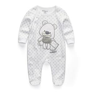 KIDDIEZOOM Jongens Meisjes Cartoon Gestreepte Print Home Romper Pyjama's Pasgeboren Baby Baby Kleding