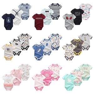 KIDDIEZOOM Babykleding voor pasgeboren babyjongens  Katoenen babyrompertjes met O-hals en korte mouwen