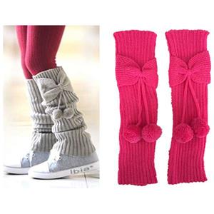 Beautiful Tops Mode Winter Kind Meisje Leggings Set Bow Pom Sokken Gebreide WolLen Boot Cover