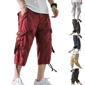 Dhs4f 2021 Zomer Heren Casual Cargo Short Broek 3/4 Loose Fit Below Knee Capri Cargo Broek Katoen