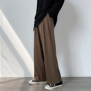 VIYOO Mannen broek casual wijde pijpen pak broek losse rechte broek lente zomer effen kleur oversized broekjes vintage mannelijke kleding