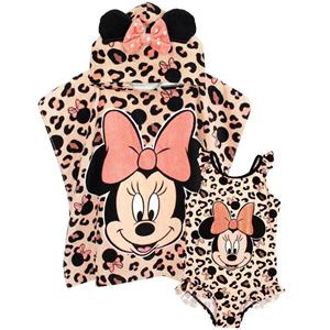 Disney Girls Minnie Mouse Swimsuit And Poncho Set