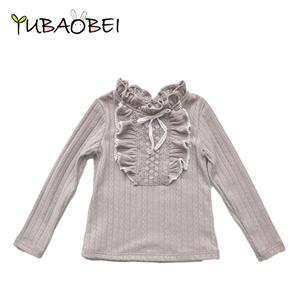 YUBAOBEI Meisje Lace Ruffle Kraag Shirt Kinderkleding Herfst Lange Mouw Meisjes Kinderen Katoen Blouse T-shirt