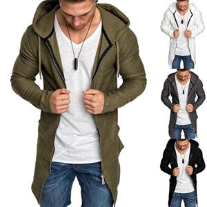 4 MEN Winter Mens Hooded Hoodies Jas Effen Kleur Casual Outwear Lange Jas Overjas