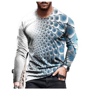 Haodingfushi Lente Herfst Nieuwe Mannen Lange Mouw Slim Fit Fitness 3D Digital Print T Shirt.