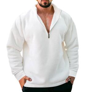 Betterring Fashion Men Zipper Fleece Half Turtleneck Sweatshirt Solid Color Sweater Winter Casual Long Sleeve Thermal  Padded  Sweatshirt
