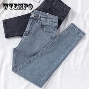WTEMPO Stretch Jeans met hoge taille Vrouwen zijn dun en lang Slanke voeten Lente en herfst Strakke broek Vrouwen trendy