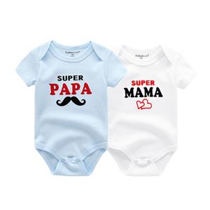 KIDDIEZOOM 2 stuks pasgeboren baby kleding korte mouw meisje jongen kleding ik hou papa mama ontwerp katoenen rompers