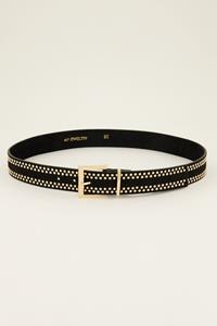 My jewellery Zwarte leren riem met goudkleurige studs