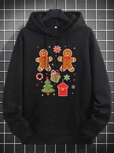ChArmkpR Mens Christmas Gingerbread Man Print Kangaroo Pocket Drawstring Hoodies