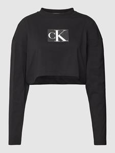 Calvin Klein Jeans Kort shirt met lange mouwen en labeldetail, model 'SEQUIN'
