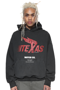 Jaded Man Washed Black Oversized Texas Hoodie