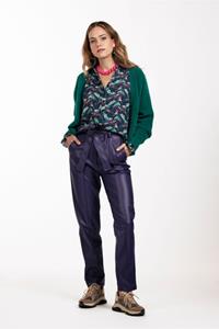 Studio Anneloes Mita faux leather trousers - deep purple - 09270