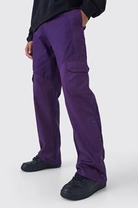 Boohoo Tall Slim Fit Color Block Cargo Broek Met Geweven Label, Purple