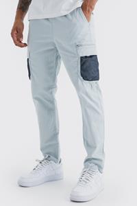 Boohoo Elastic Comfort Mesh Pocket Cargo Trouser, Light Grey