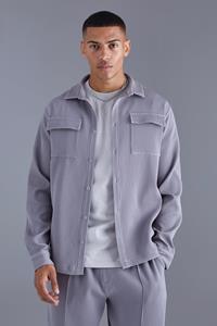 Boohoo Geplooid Overhemd Met Lange Mouwen, Dark Grey