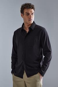 Boohoo Jersey Overhemd Met Verborgen Plakaat, Black