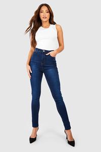 Boohoo Tall Donkerblauwe Mid Rise Skinny Jeans 38', Dark Blue